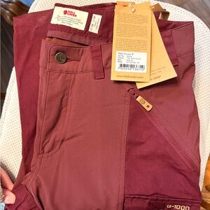 Fjallraven Women's Maroon Straight Leg Pants